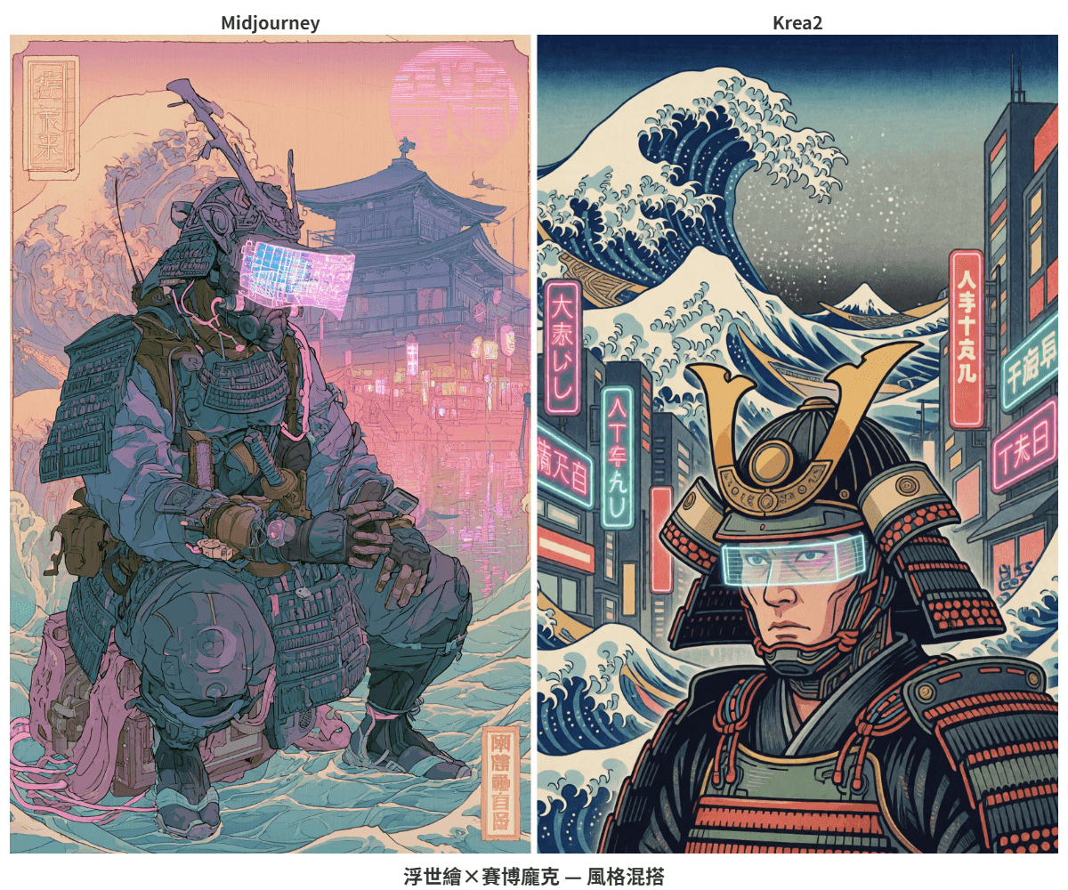 浮世繪×賽博龐克對比