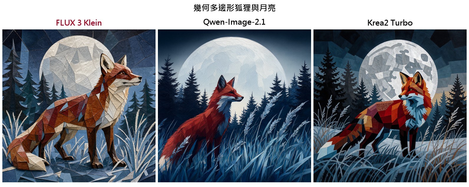 幾何多邊形狐狸與月亮