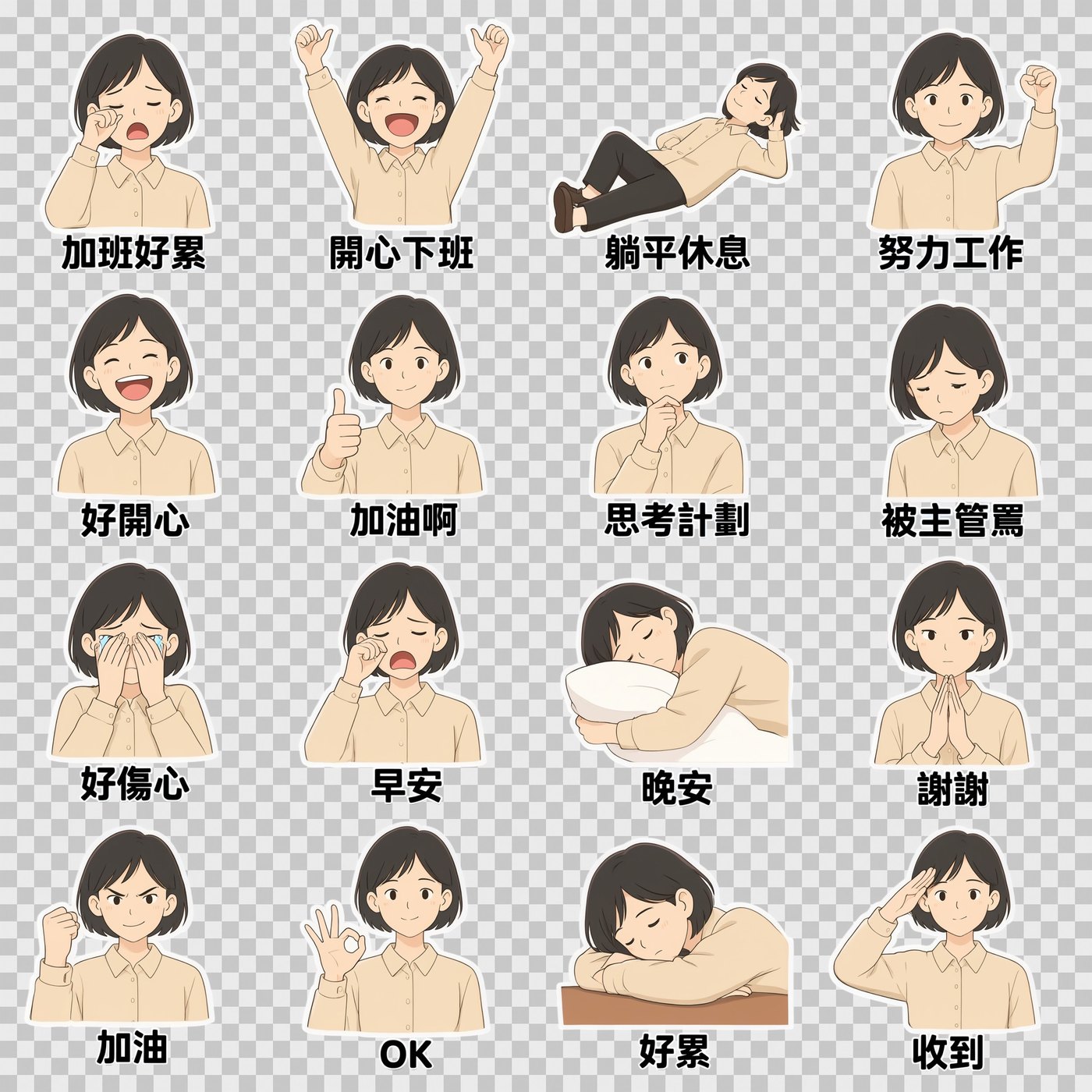 女上班族十六宮格,2048 直出