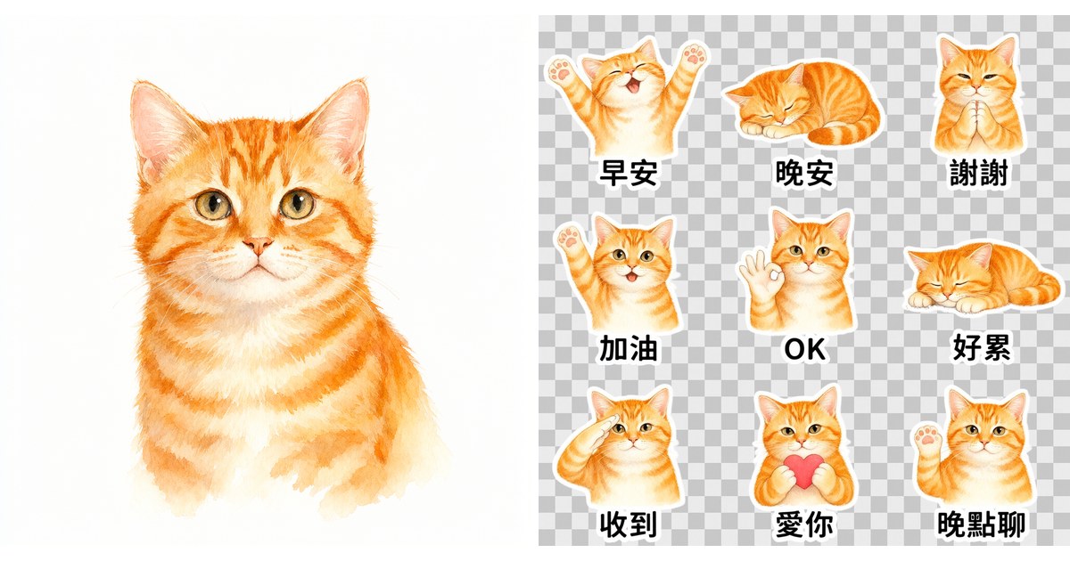用 Qwen-Image-2.1 直出透明貼圖：一張頭像、一段 prompt，九張 LINE 貼圖